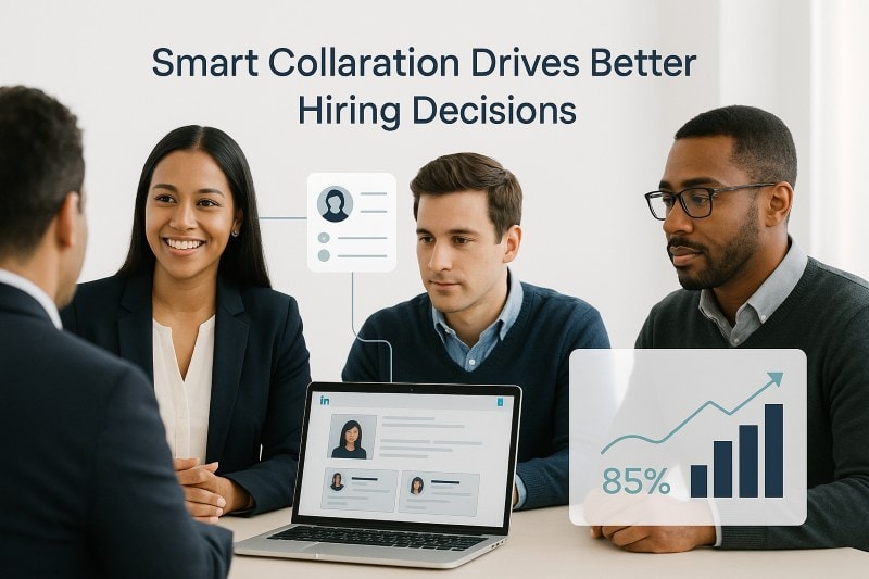 Talent acquisition team members including recruiters, sourcers, and managers collaborating on hiring strategy.