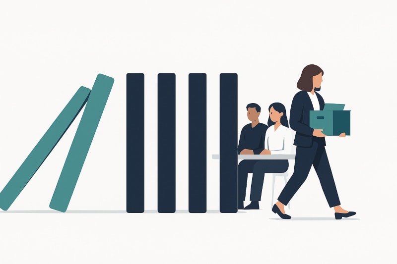 Symbolic image showing how one employee’s departure affects overall team morale.