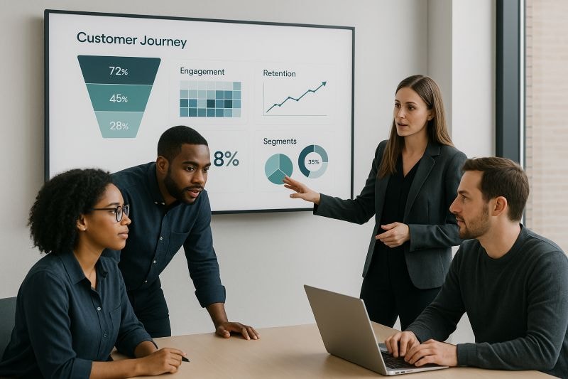 Team analyzing customer data to improve retention and personalization strategies