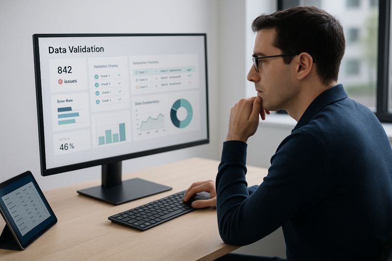 Professional ensuring data accuracy and consistency for reliable analysis