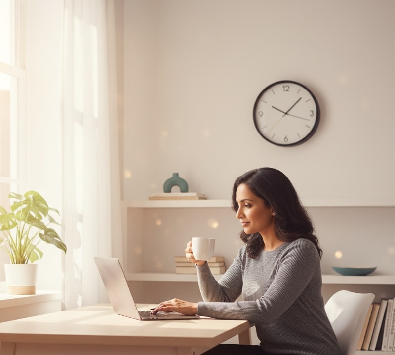 Employee enjoying flexible working conditions to support work-life balance.