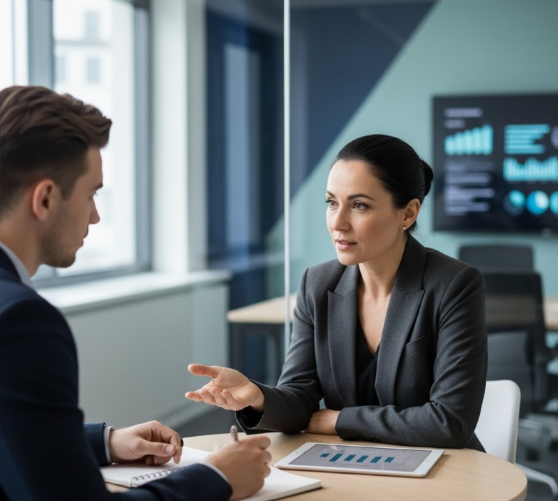 Manager providing constructive feedback to improve employee engagement and retention.